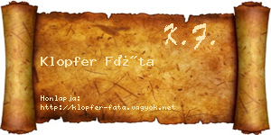 Klopfer Fáta névjegykártya
